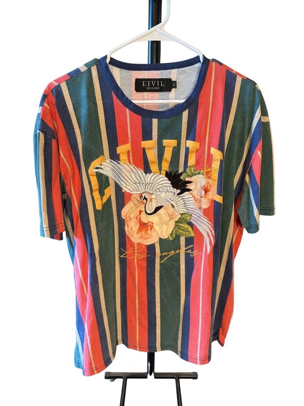 Civil Regime Shirt Mens XL Multicolor Japanese Red Crowned Crane Graphic LA